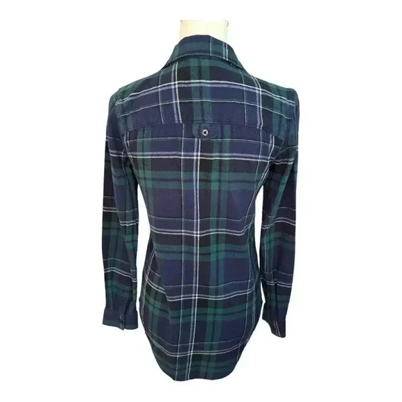 Vans Women’s XS Blue &‎ Green Button Front Meridian Flannel Shirt - Picture 2 of 6